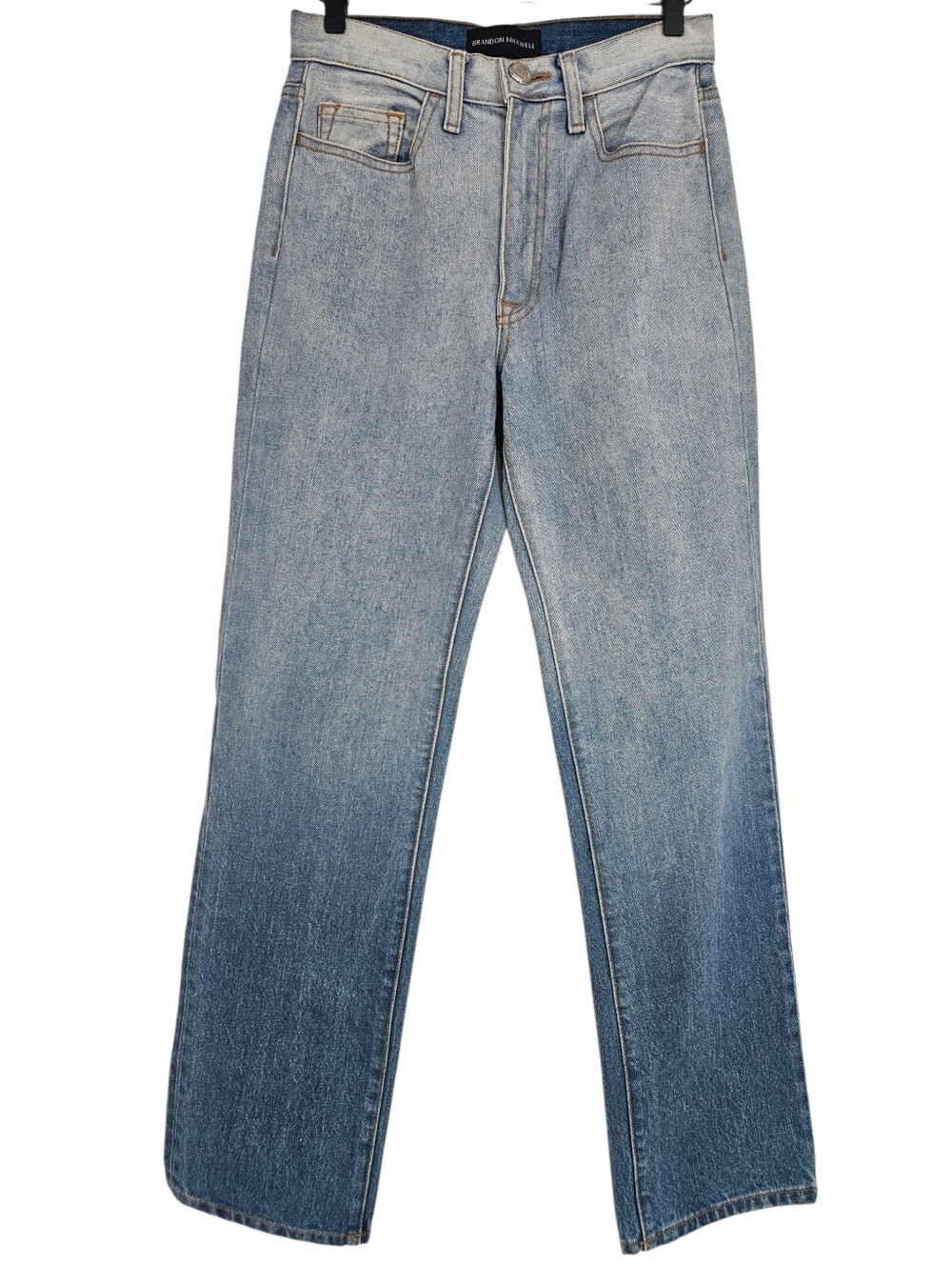 Brandon Maxwell Blue Ombre Straight Leg Boyfriend Jeans